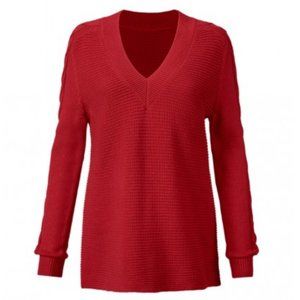 Cabi Standout Pullover Sweater XS Red V-Neck #3714
